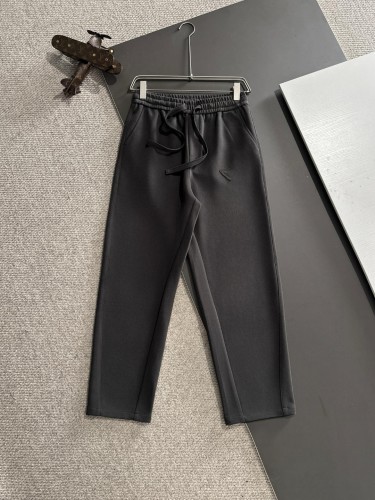 Prada New Classic Patchwork Triangle Velvet Thick Elastic Band Casual Pants