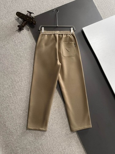 Prada New Classic Patchwork Triangle Velvet Thick Elastic Band Casual Pants