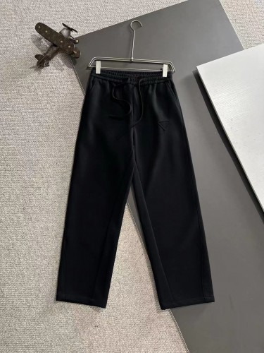 Prada New Classic Patchwork Triangle Velvet Thick Elastic Band Casual Pants