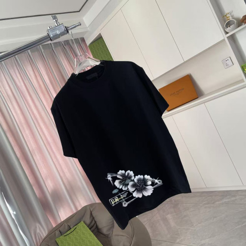 Prada New Fashion Personalized Printed Casual Short Sleeve Couple Loose and Versatile T-shirt