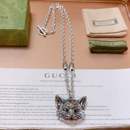 Gucci New Personalized Double G Cat Head Pendant Vintage Necklace