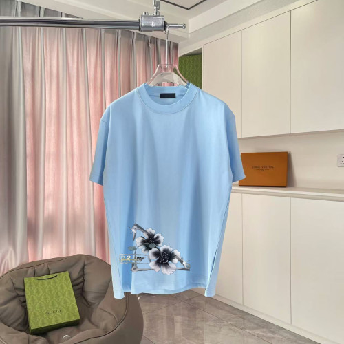 Prada New Fashion Personalized Printed Casual Short Sleeve Couple Loose and Versatile T-shirt