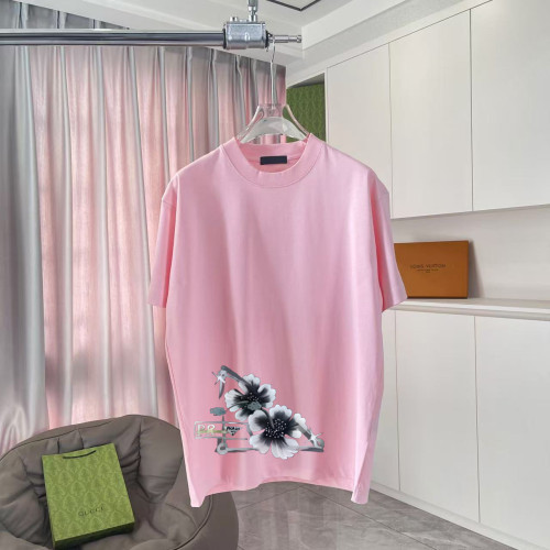 Prada New Fashion Personalized Printed Casual Short Sleeve Couple Loose and Versatile T-shirt