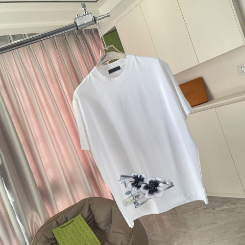 Prada New Fashion Personalized Printed Casual Short Sleeve Couple Loose and Versatile T-shirt