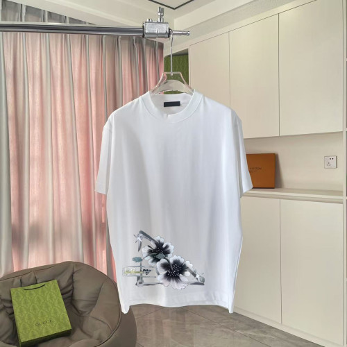 Prada New Fashion Personalized Printed Casual Short Sleeve Couple Loose and Versatile T-shirt