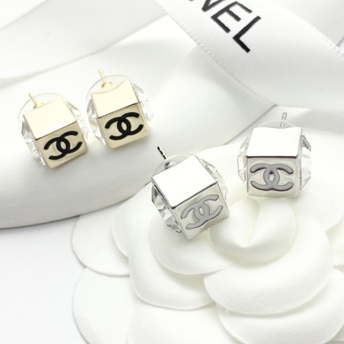 Chanel New Fashion Enamel Double C Mini Square Dice Earrings