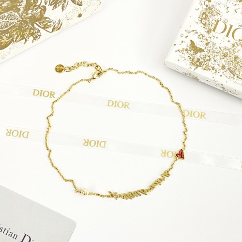 Dior New Fashion Red Enamel Graffiti Love Necklace