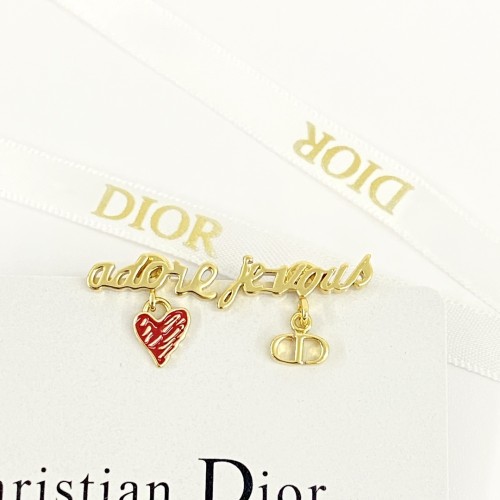 Dior New Fashion Red Enamel Graffiti Love CD Letter Gold Earrings