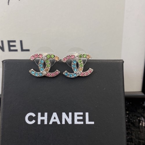 Chanel New Fashion Color Diamond Double C Earrings