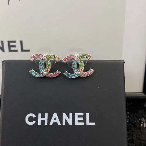 Chanel New Fashion Color Diamond Double C Earrings