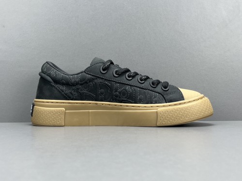STONE ISLAND x DIOR Casual Sneakers Men Round Toe Lace Board Shoes Black