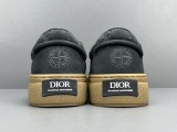 STONE ISLAND x DIOR Casual Sneakers Men Round Toe Lace Board Shoes Black