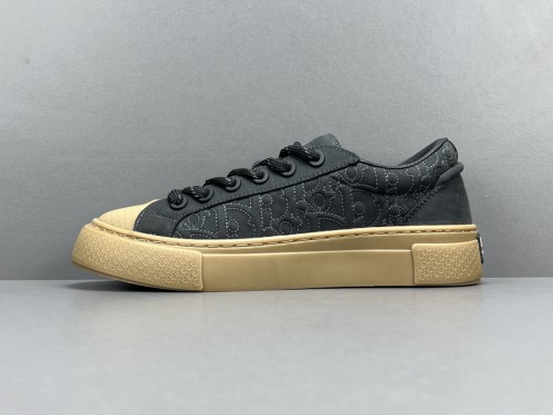 STONE ISLAND x DIOR Casual Sneakers Men Round Toe Lace Board Shoes Black