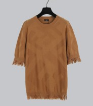 Fendi New Fashion Double F Jacquard Knitted Short Sleeve