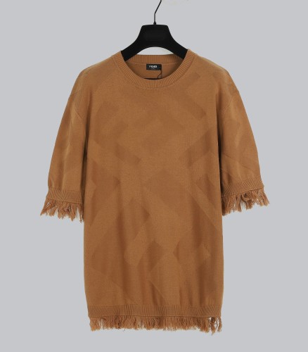 Fendi New Fashion Double F Jacquard Knitted Short Sleeve