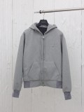 Louis Vuitton New Fashion Grey Pearl Drawstring Zipper Wool Coat