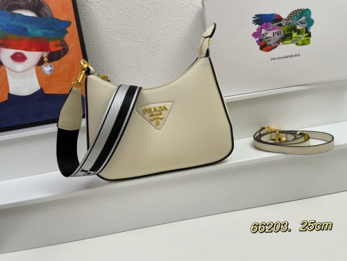 Prada New Fashion Elegant Lychee Pattern Leather Shoulder Strap Crossbody Bag Size: 25 x 18 x 8CM