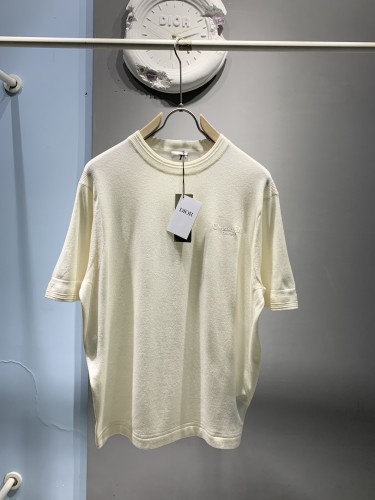 Dior New Classic Logo Embroidered Wool Blended T-shirt