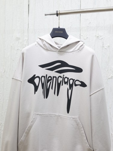 Balenciaga New Fashion 3M Art Letter Printed Water Washed Hoodie Sweatshirt