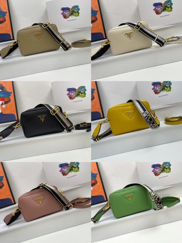Prada New Fashion Lychee patterned Leather Shoulder Strap Camera Bag Size: 22 x 14 x 8CM