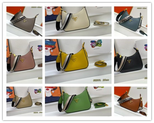 Prada New Fashion Elegant Lychee Pattern Leather Shoulder Strap Crossbody Bag Size: 25 x 18 x 8CM