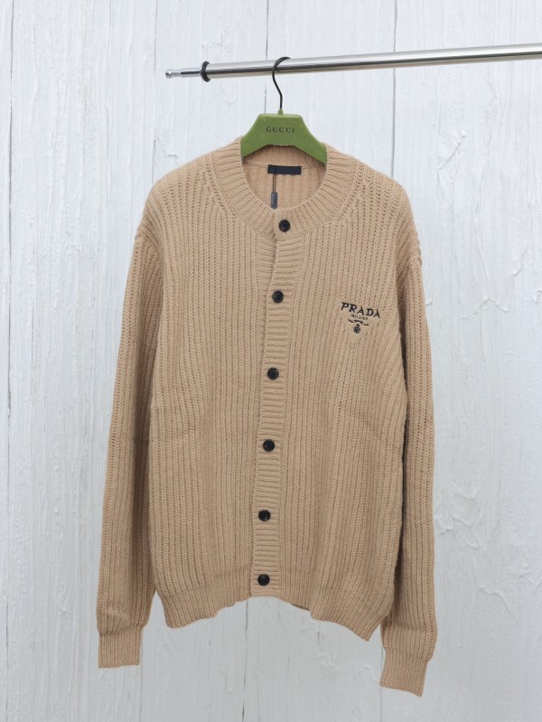 Prada New Autumn/Winter Coarse Needle Wool Cardigan Sweater