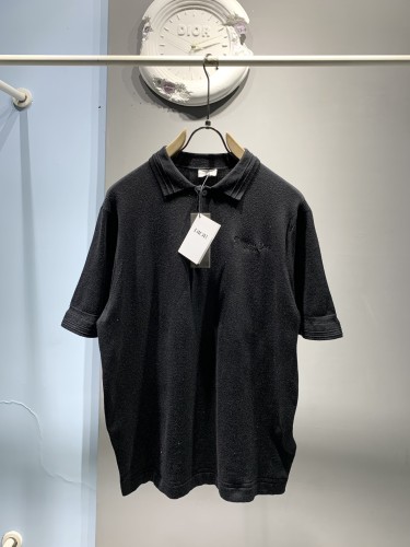 Dior New Classic Logo Embroidered Wool Blended Short Sleeve Polo Shirt