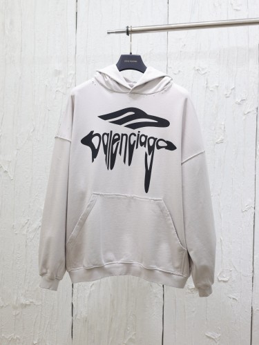 Balenciaga New Fashion 3M Art Letter Printed Water Washed Hoodie Sweatshirt