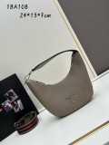 Prada New Fashion Casual Versatile Lychee Pattern Leather Underarm Bag Size: 24 x 13 x 7CM