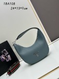 Prada New Fashion Casual Versatile Lychee Pattern Leather Underarm Bag Size: 24 x 13 x 7CM