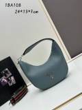 Prada New Fashion Casual Versatile Lychee Pattern Leather Underarm Bag Size: 24 x 13 x 7CM