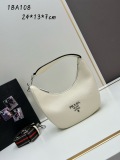 Prada New Fashion Casual Versatile Lychee Pattern Leather Underarm Bag Size: 24 x 13 x 7CM