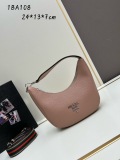 Prada New Fashion Casual Versatile Lychee Pattern Leather Underarm Bag Size: 24 x 13 x 7CM