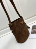 Prada New Fashion Suede Bucket Bag Size: 17 x 18.5 x 10.5 CM