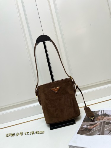 Prada New Fashion Suede Bucket Bag Size: 17 x 18.5 x 10.5 CM