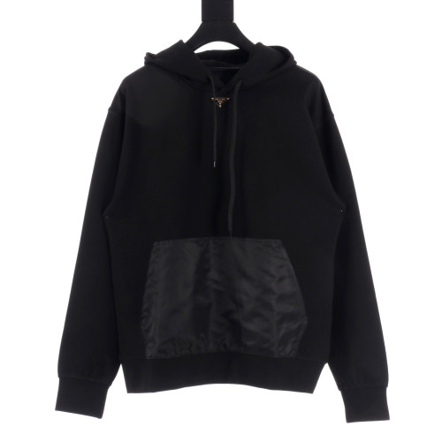 Prada Fashion Triangle Logo Nylon Pocket Hoodie Casual Sweatshirt