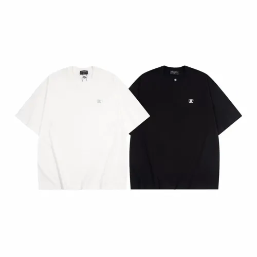 Chanel New Classic Silver Embroidered Logo Short Sleeve T-shirt