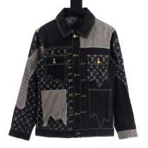 Louis Vuitton New Fashion Splicing Old Flower Full Print workwear Cowboy Coat