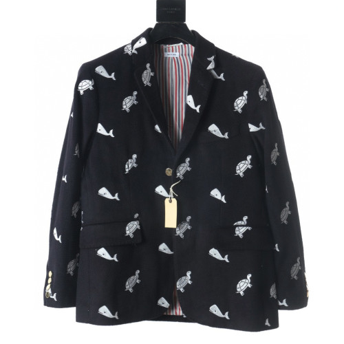 Thom Browne Fashion Whale Turtle Cashmere Casual Suit Jacket