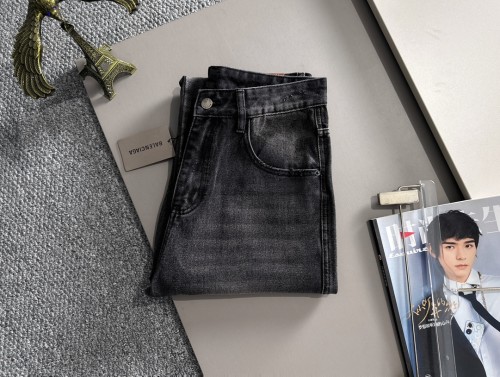 Balenciaga Four Seasons Fashion Casual Washed Jeans Straight Pants