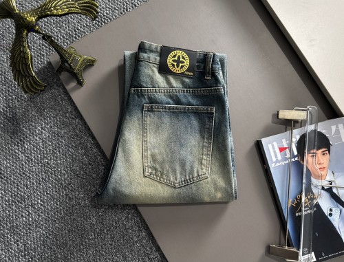 Fendi Four Seasons High Street Piercing Casual Jeans Straight Pants