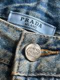 Prada Four Seasons High Street Leopard Logo Loose Jeans Washed Straight Pants