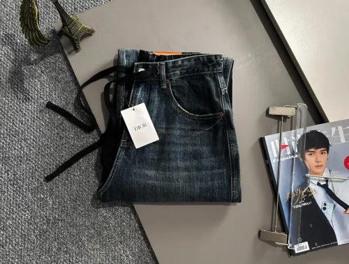 Dior Four Seasons High Color Street Loose Jeans Washed Straight Pants