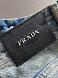Prada Four Seasons High Street Leopard Logo Loose Jeans Washed Straight Pants