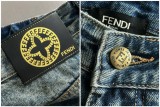 Fendi Four Seasons High Street Piercing Loose Jeans Washed Straight Pants