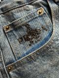 Prada Four Seasons High Street Leopard Logo Loose Jeans Washed Straight Pants
