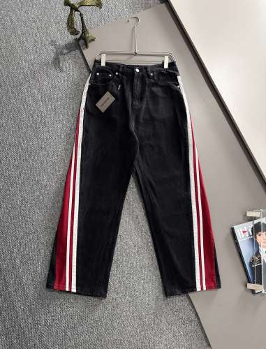 Balenciaga New Fashion Splicing Loose Jeans Straight Pants