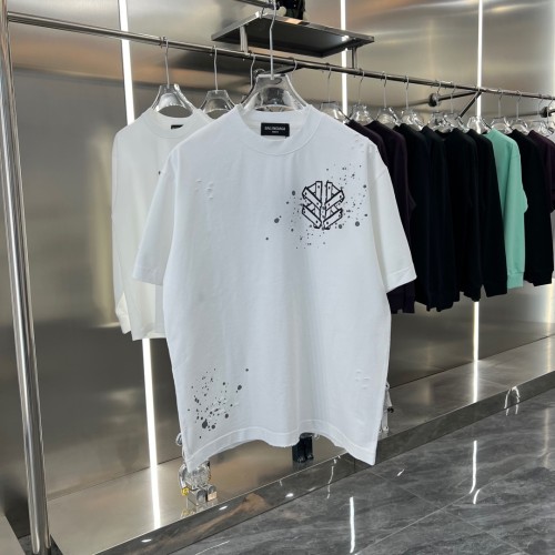 Balenciaga 2025ss New Personalized Logo Printed Hole Short Sleeve Couple Casual T-shirt