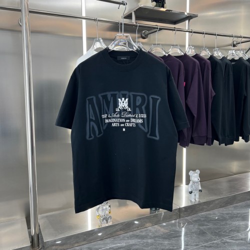 Amiri 2025ss New Fashion Logo Printed Round Neck Short Sleeve Couple Casual T-shirt