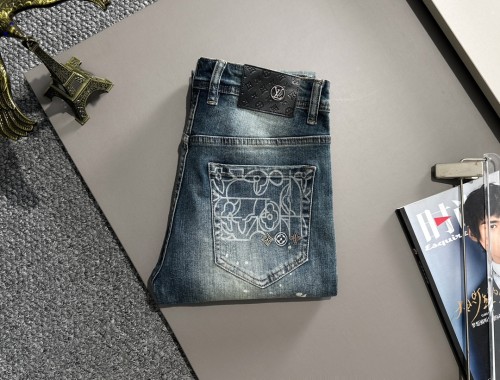 Louis Vuitton New Fashion Inkjet Piercing Wash Water Slimming Jeans